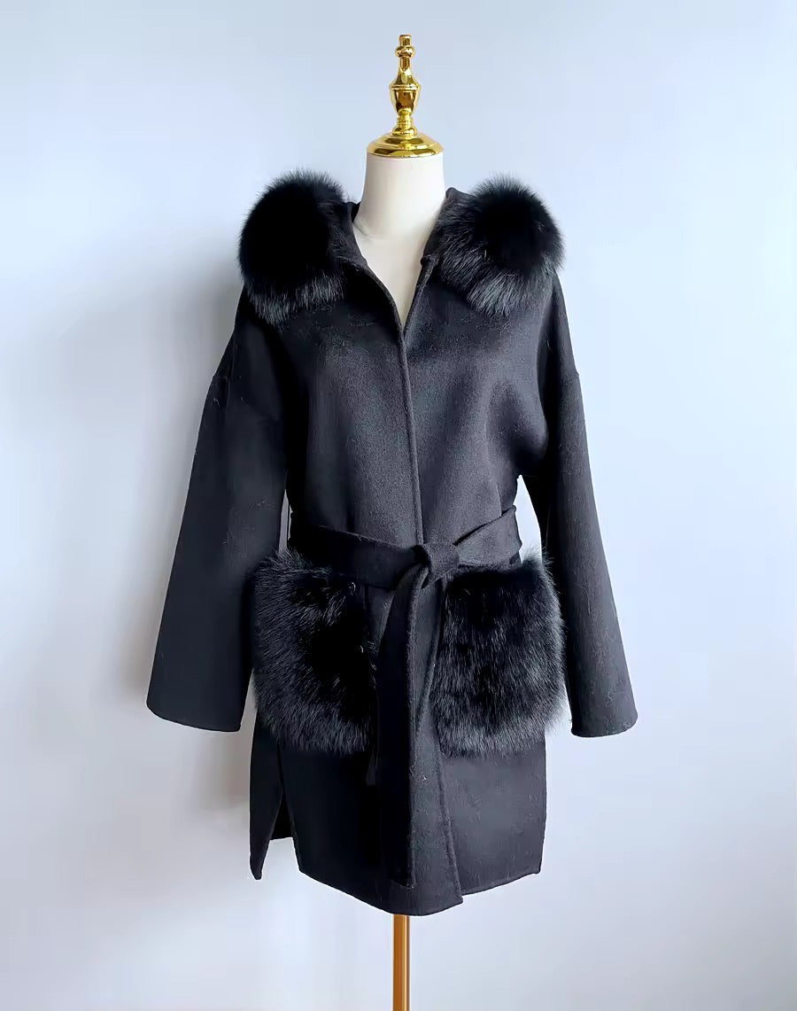 Noelia fur coat extra- black