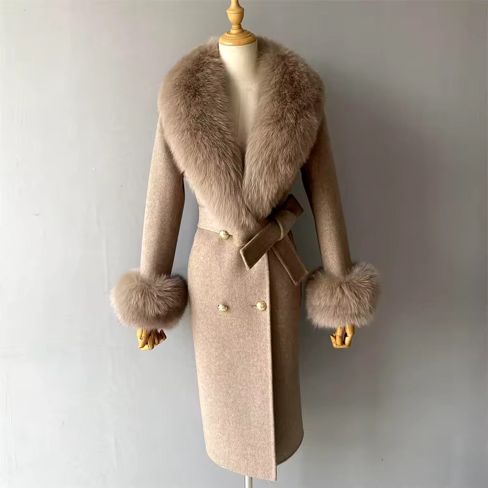 Amina wool mix fur coat- camel