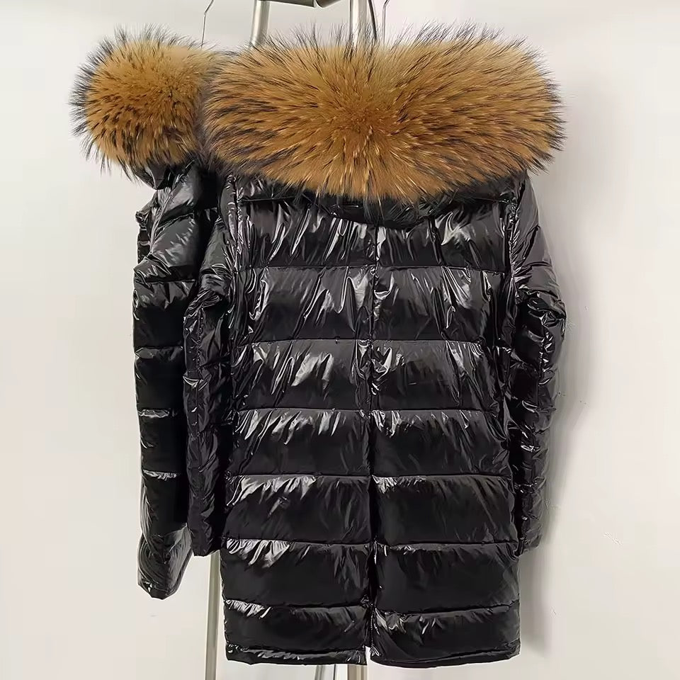 Maxine down coat- black/brown