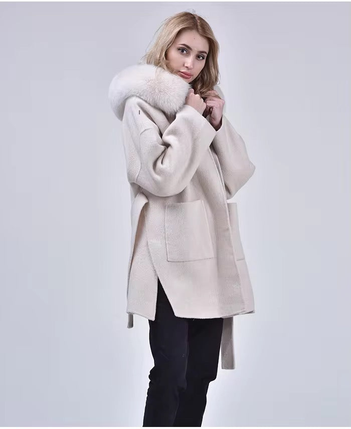 Noelia fur coat- beige