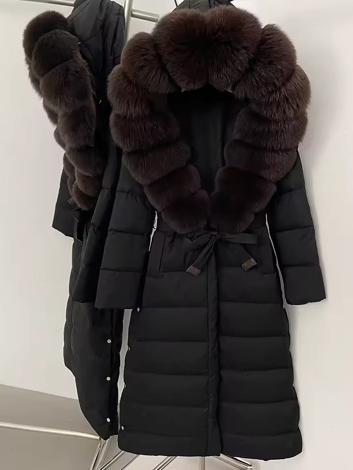 Jackie down coat- black/brown