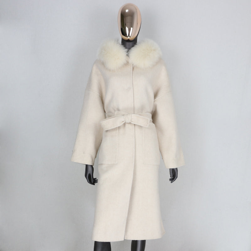 Noelia fur coat long- beige