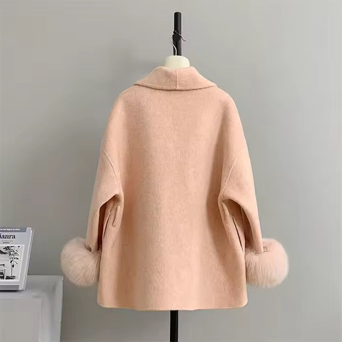 Betsy fake fur coat- blush