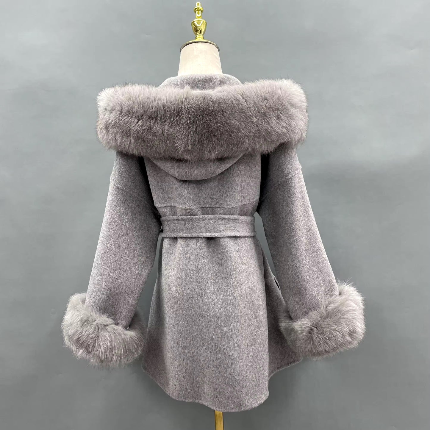 Noelia fur coat plus- grey