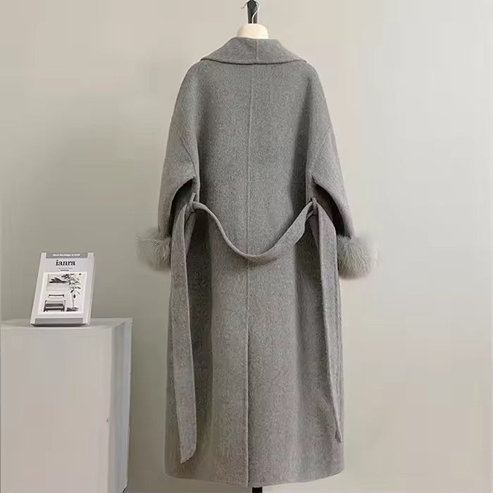 Betsy long fur coat- grey