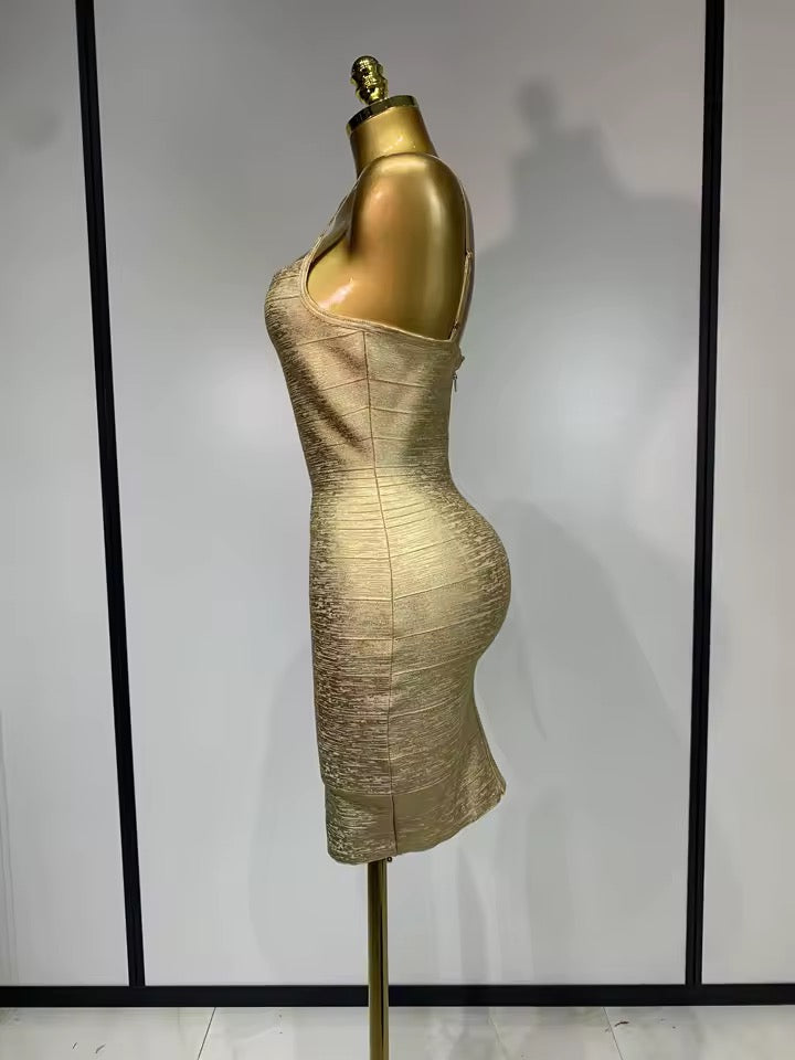 Marlena bandage dress- golden