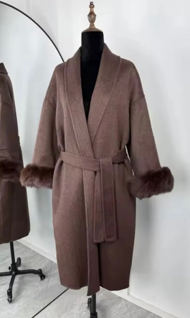 Betsy fur coat- long brown