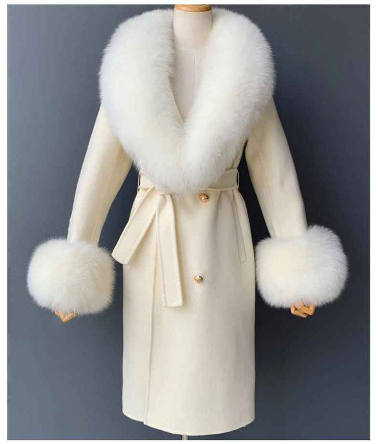 Amina wool mix fur coat- cream