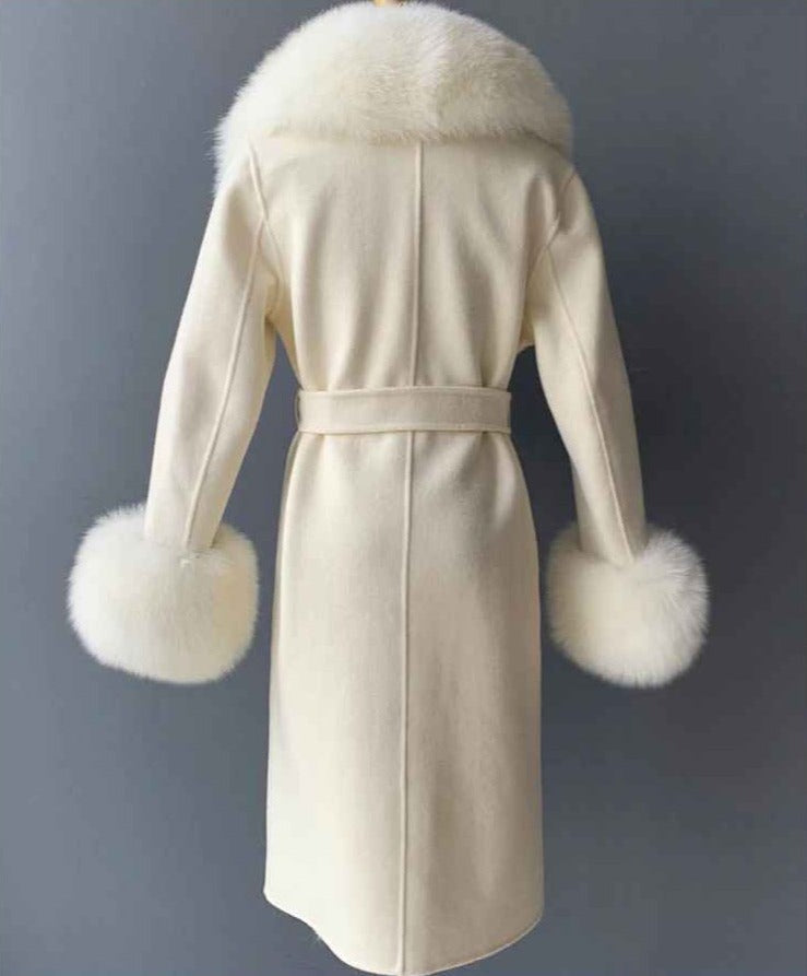 Amina wool mix fur coat- cream