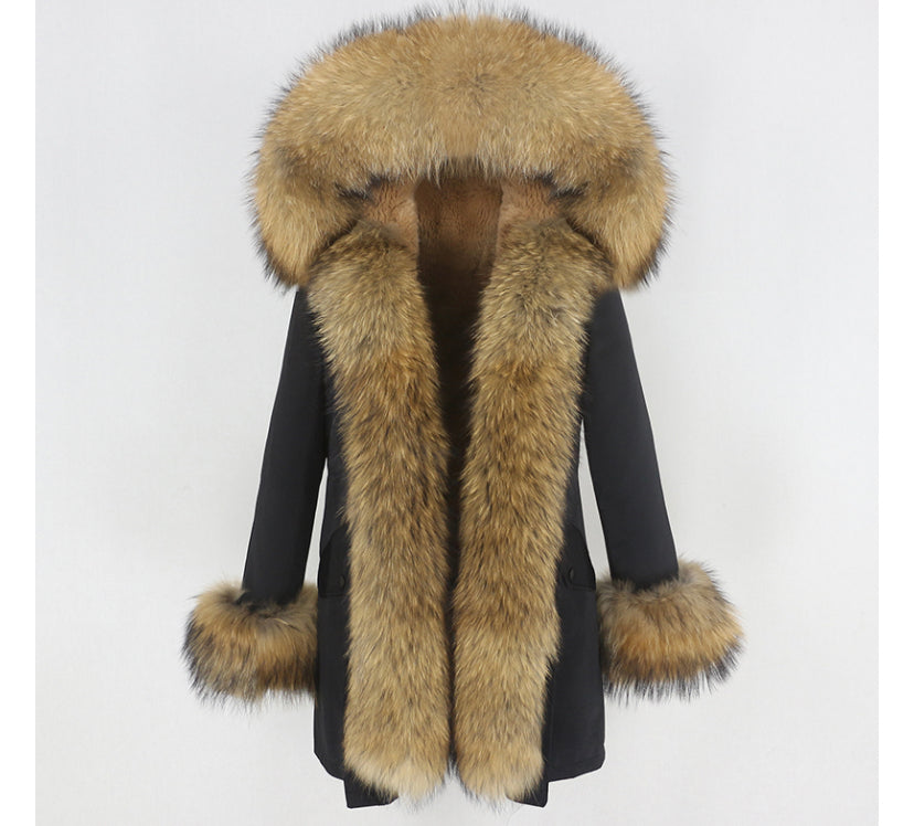 Louise fur parka- black/brown