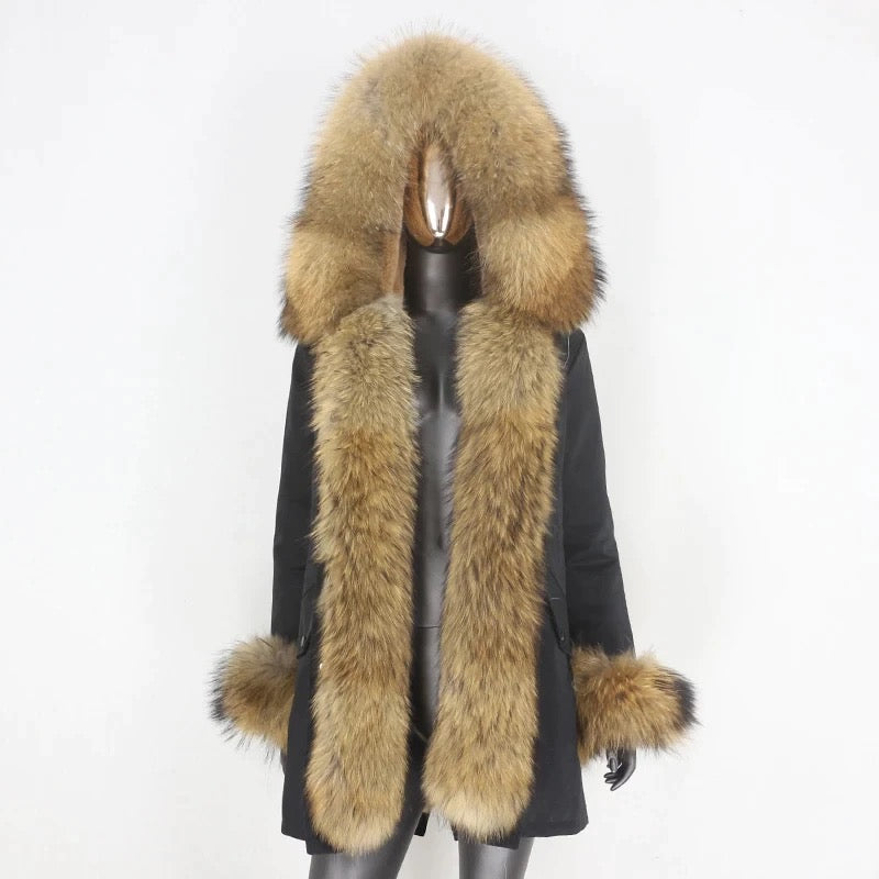 Louise fur parka- black/brown