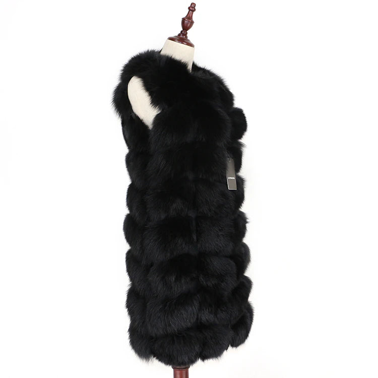 Daisy fur vest- black