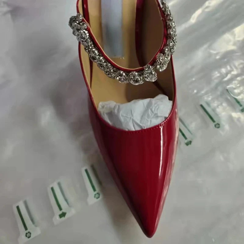 Pointed High Heels Summer New Baotou Rhinestone Slippers for Women
