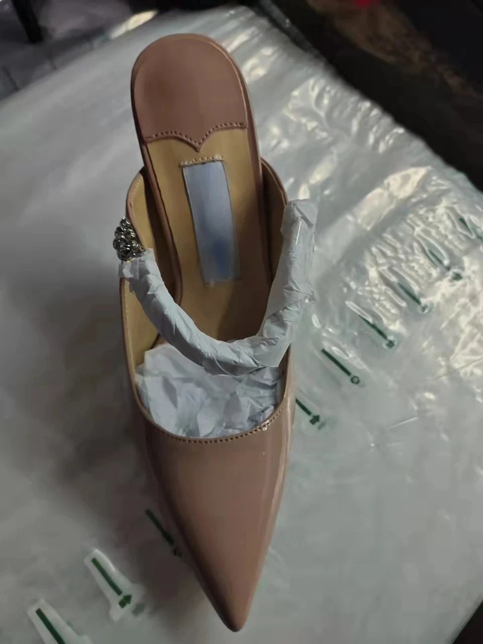 Pointed High Heels Summer New Baotou Rhinestone Slippers for Women