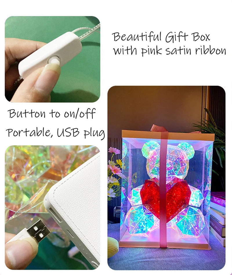 Teddy Bear Light Kids Boys Girls New Year Gift Girlfriend Romantic birthday valentine day gift lamp Colorful Luminous Proposal