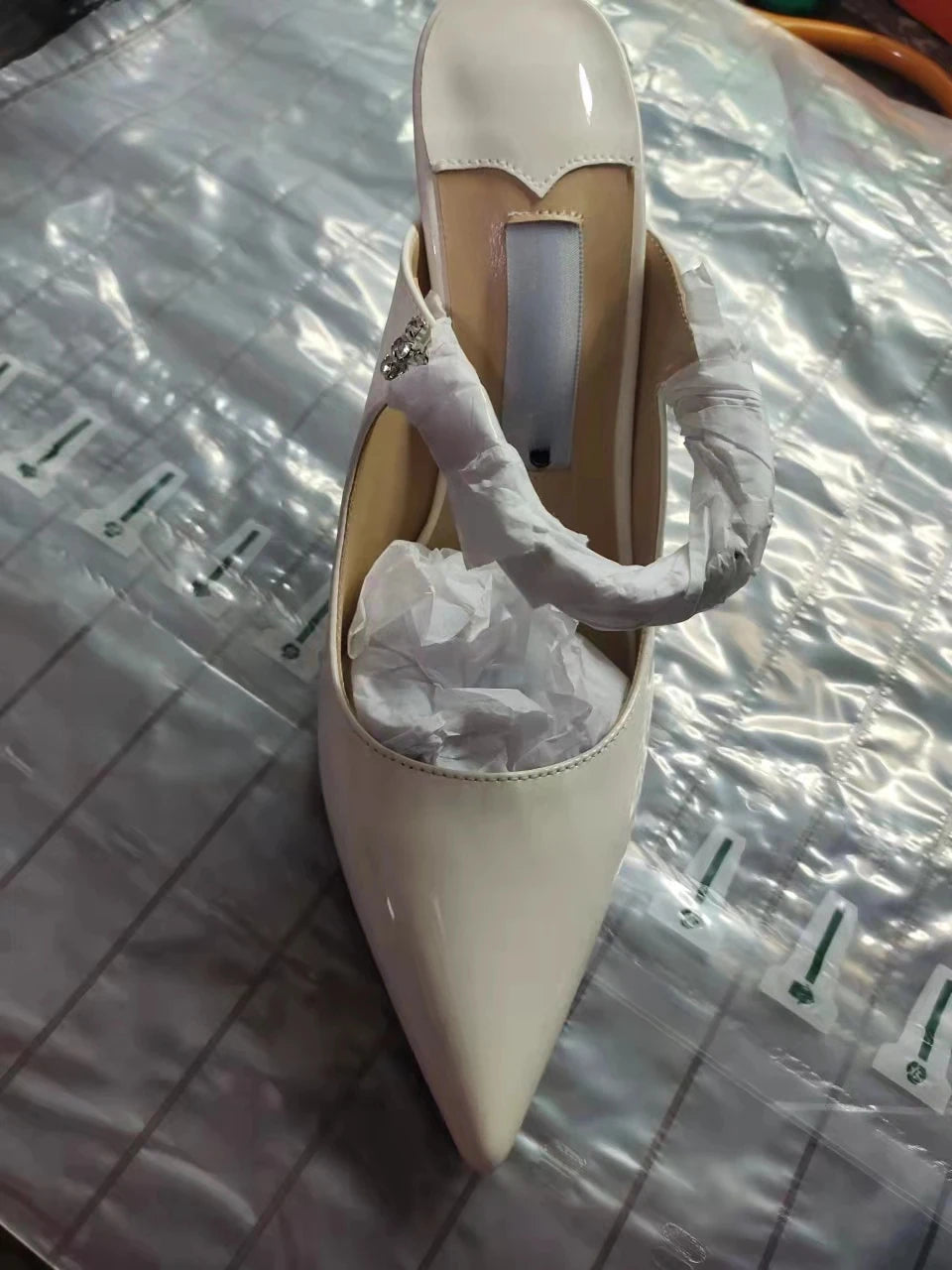 Pointed High Heels Summer New Baotou Rhinestone Slippers for Women