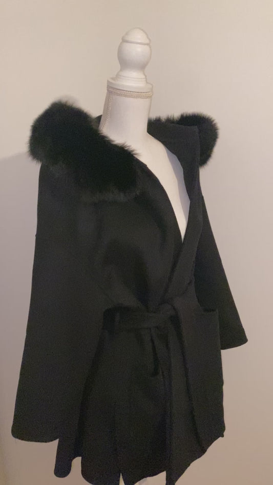 Noelia fur coat- black