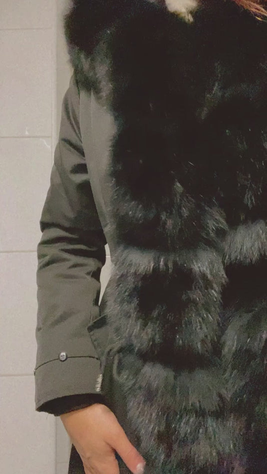 Georgina x- long fur parka- black