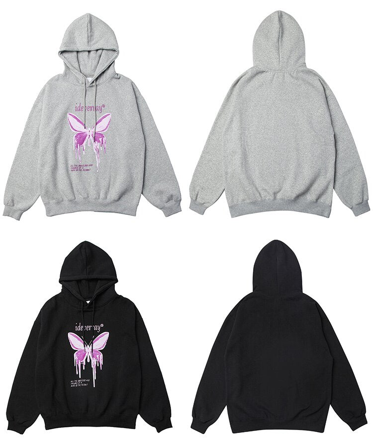 Hoodie Men Purple Gradient Butterfly Letter Printed Pullover Winter Oversize Hip Hop Fashion Harajuku Sweatshirt Winter-4